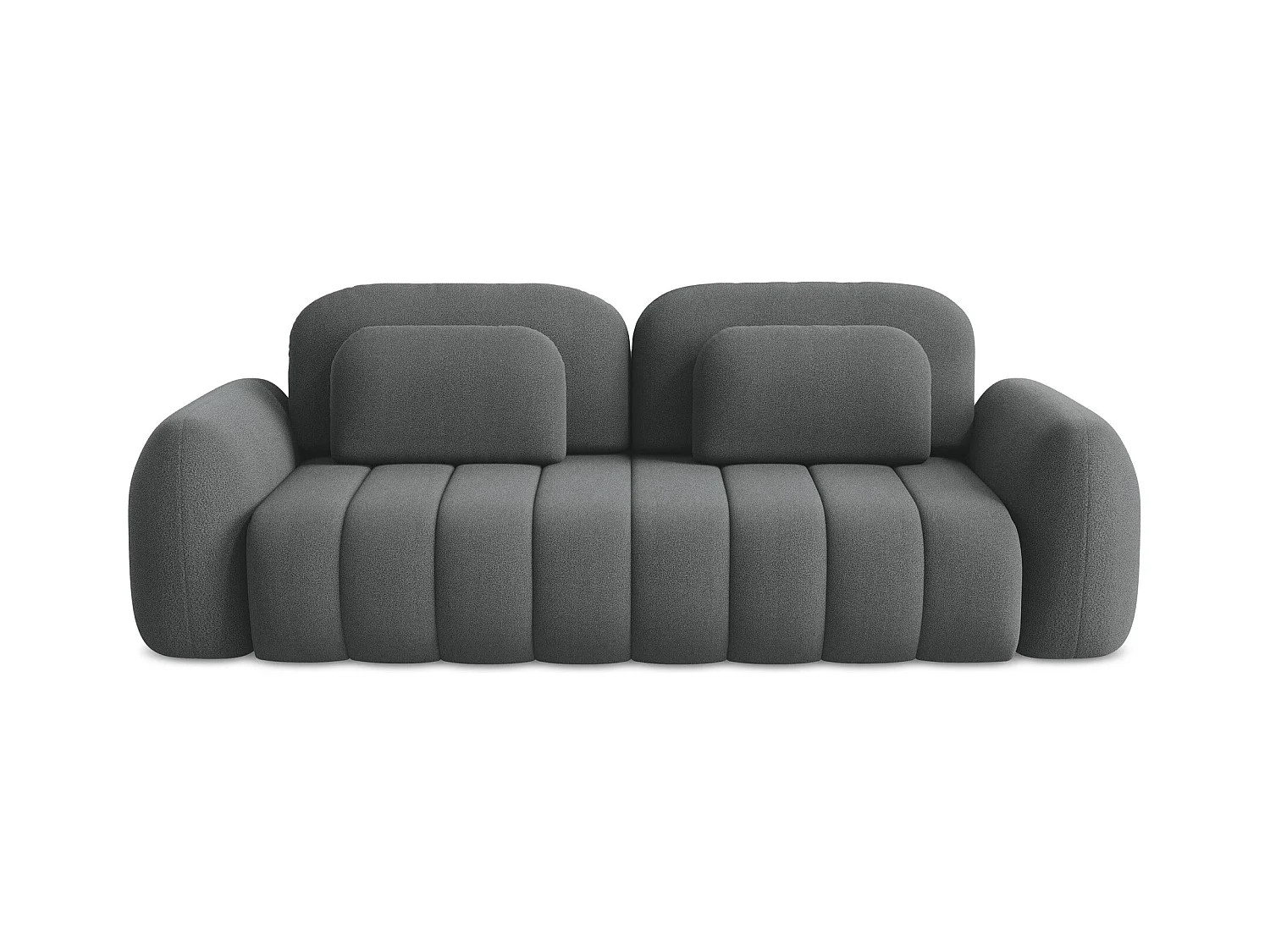 Canapé 3 places convertible en tissu bouclette - gris foncé - PELE