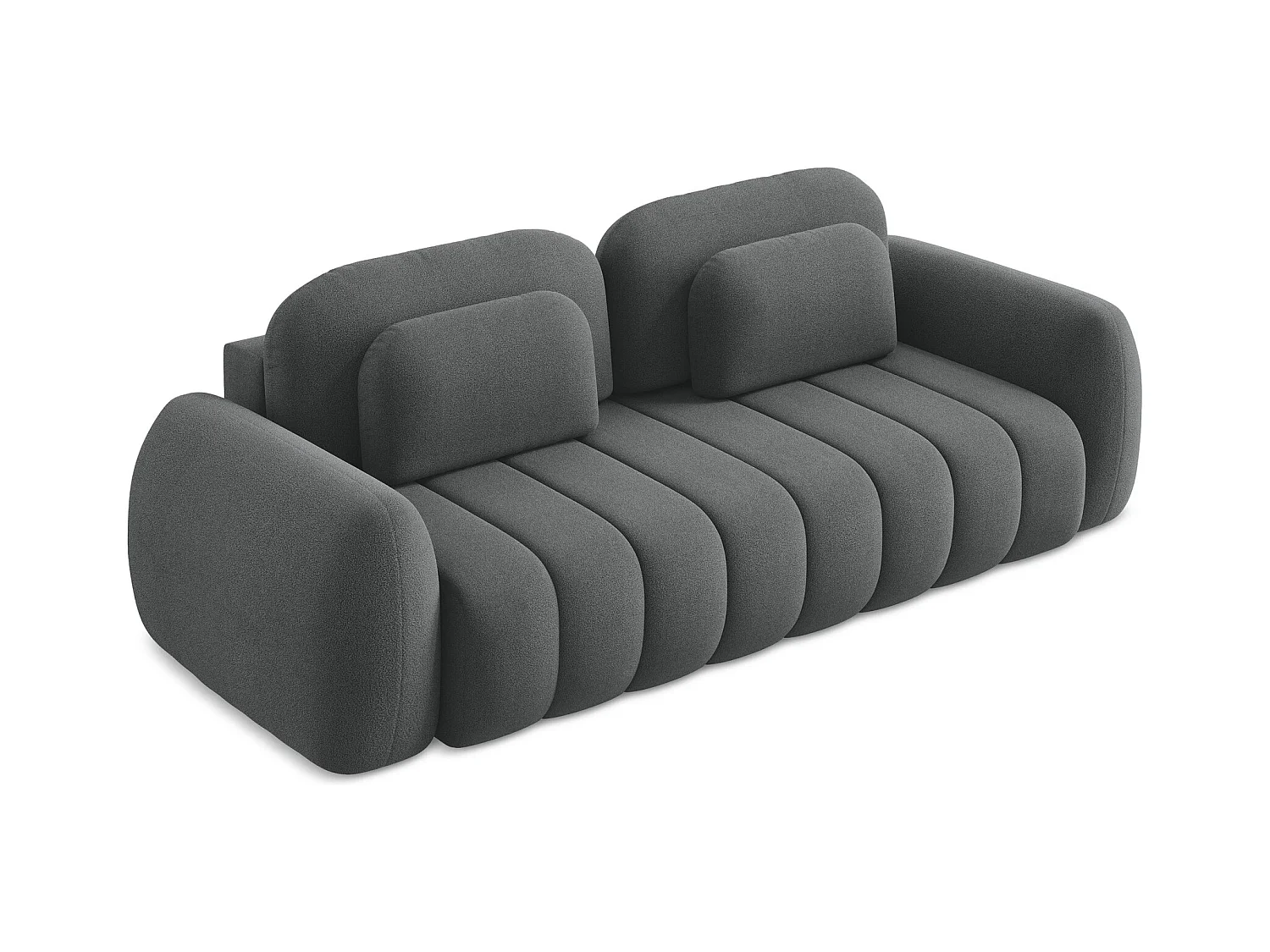 Canapé 3 places convertible en tissu bouclette - gris foncé - PELE