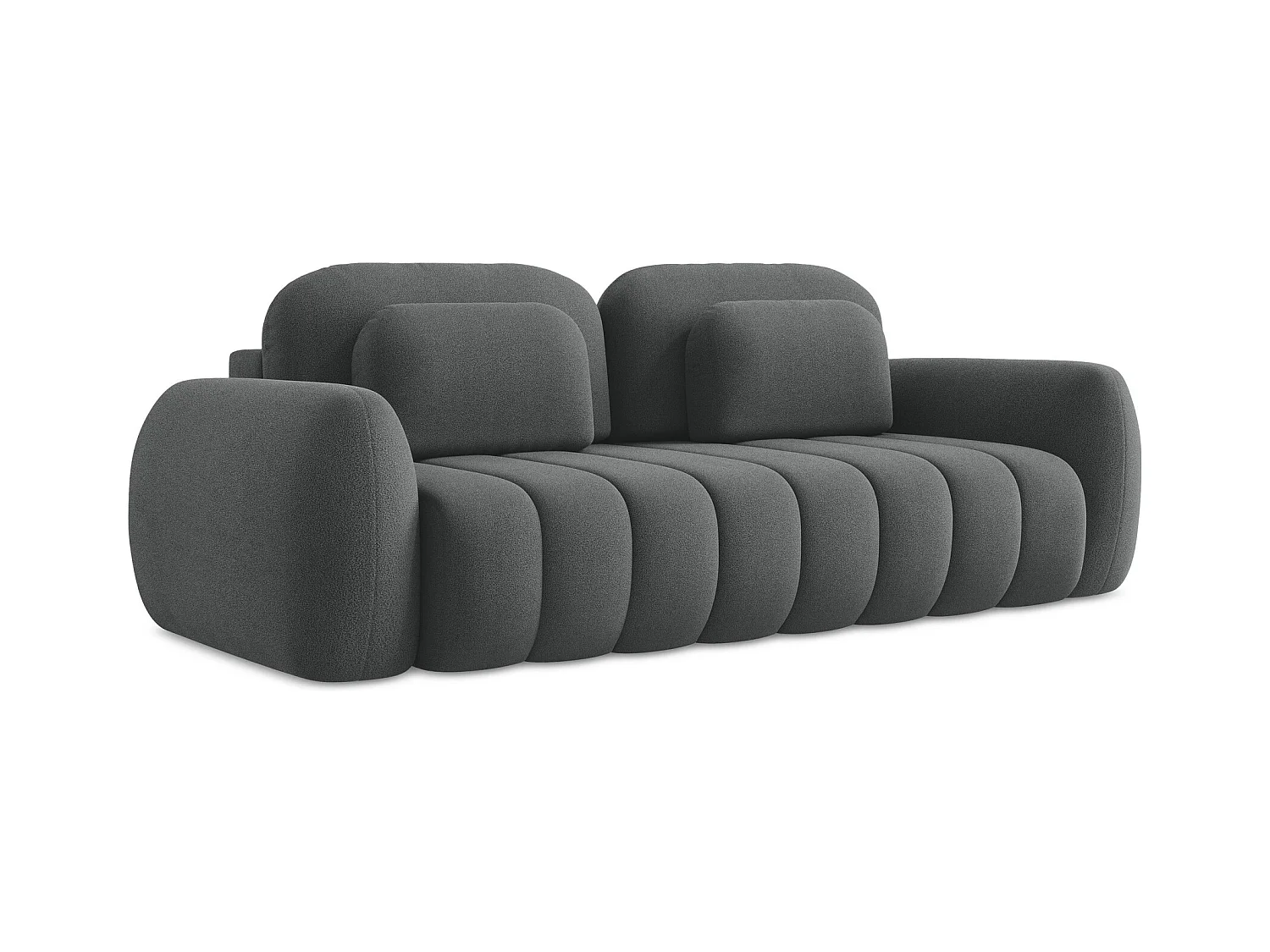 Canapé 3 places convertible en tissu bouclette - gris foncé - PELE