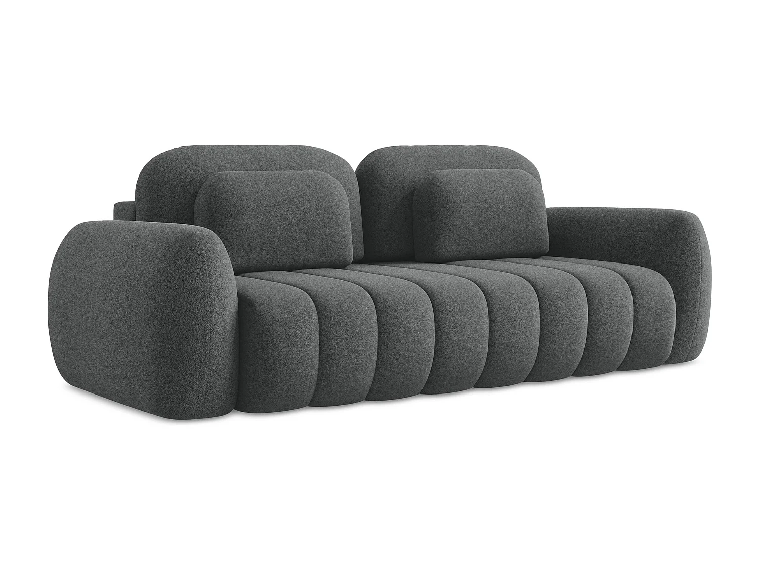 Canapé 3 places convertible en tissu bouclette - gris foncé - PELE