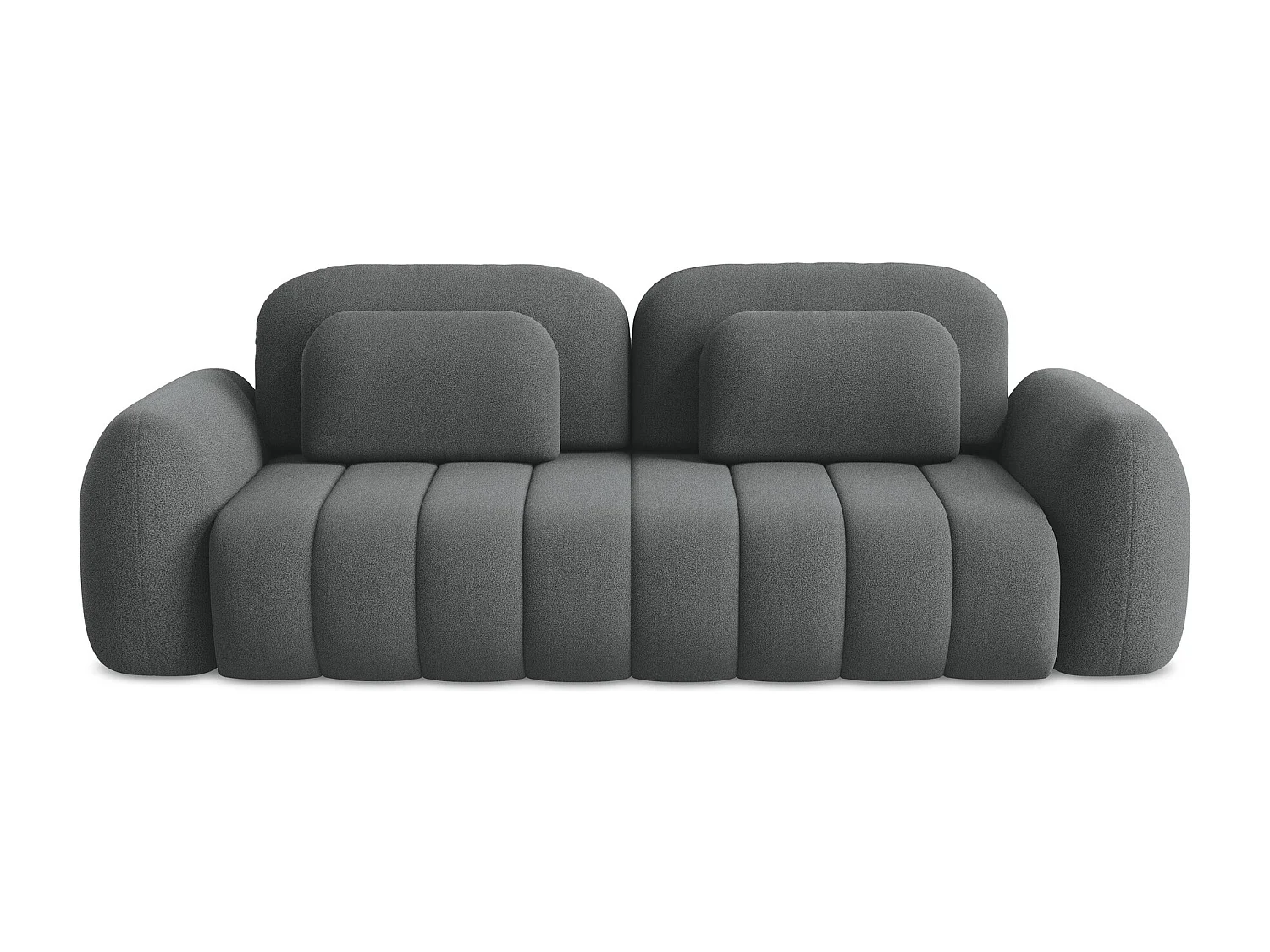 Canapé 3 places convertible en tissu bouclette - gris foncé - PELE