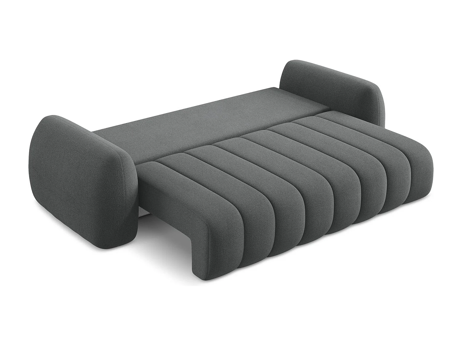 Canapé 3 places convertible en tissu bouclette - gris foncé - PELE