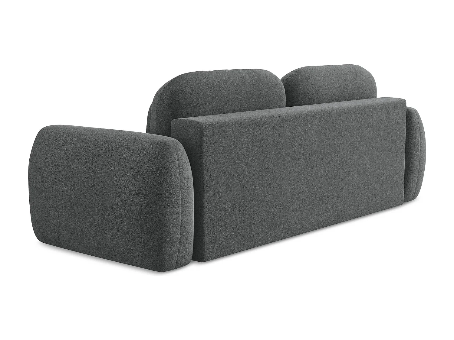 Canapé 3 places convertible en tissu bouclette - gris foncé - PELE