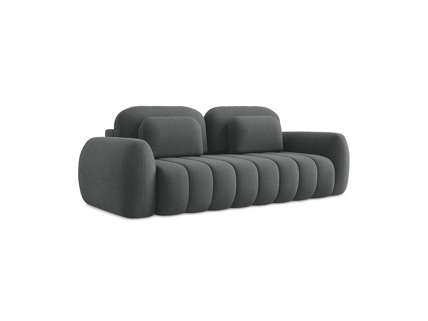 Canapé 3 places convertible en tissu bouclette - gris foncé - GINOSA