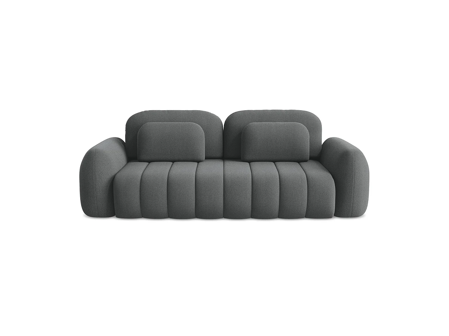 Canapé 3 places convertible en tissu bouclette - gris foncé - GINOSA