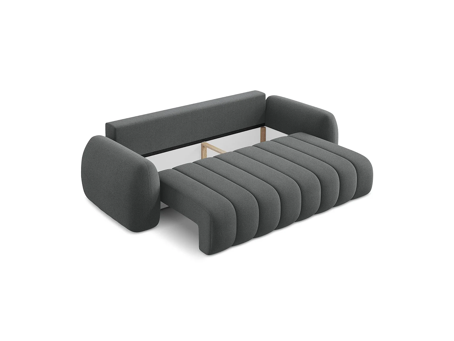 Canapé 3 places convertible en tissu bouclette - gris foncé - GINOSA
