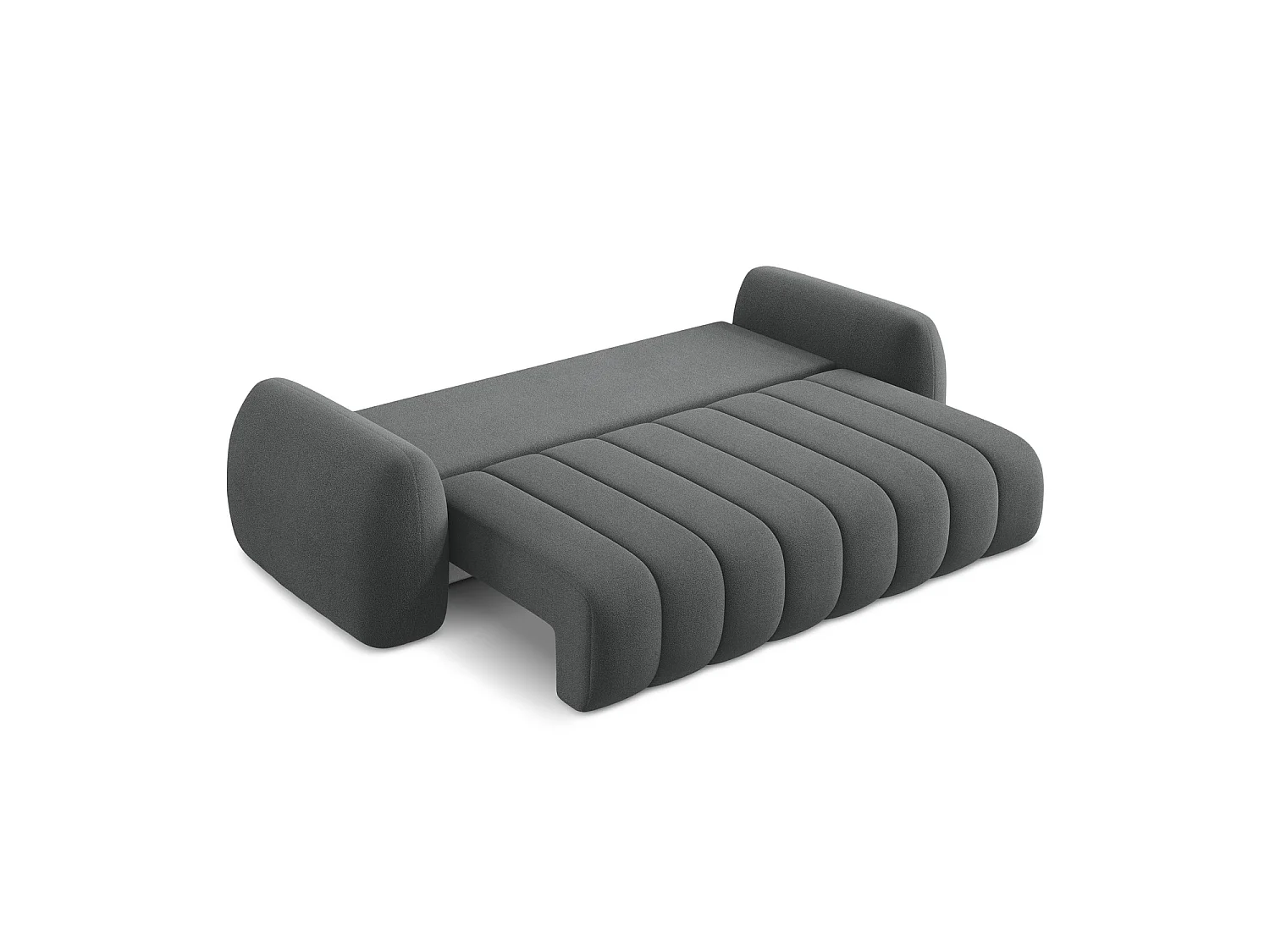Canapé 3 places convertible en tissu bouclette - gris foncé - GINOSA