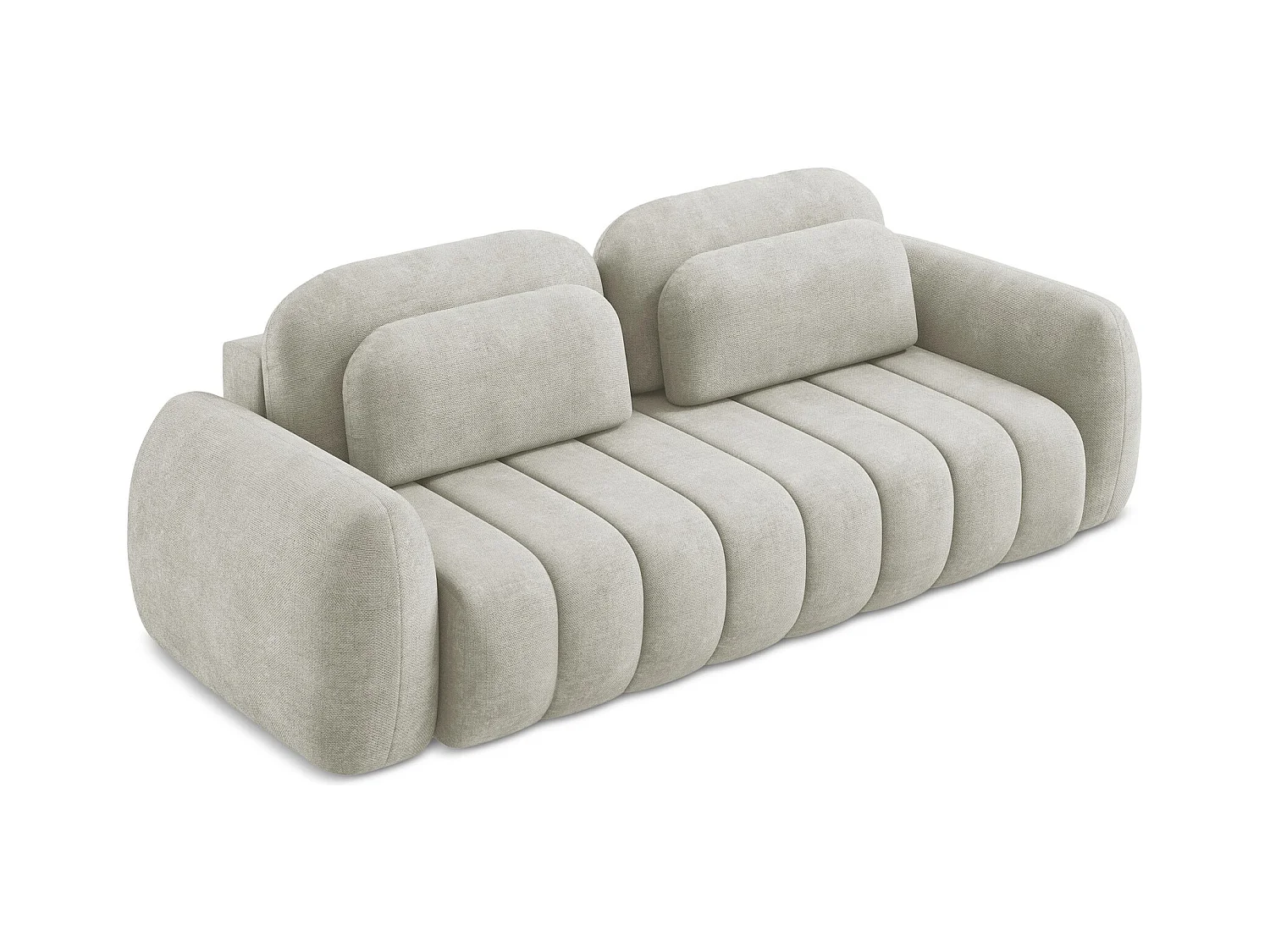 Canapé 3 places convertible en tissu chenille - perle - PELE