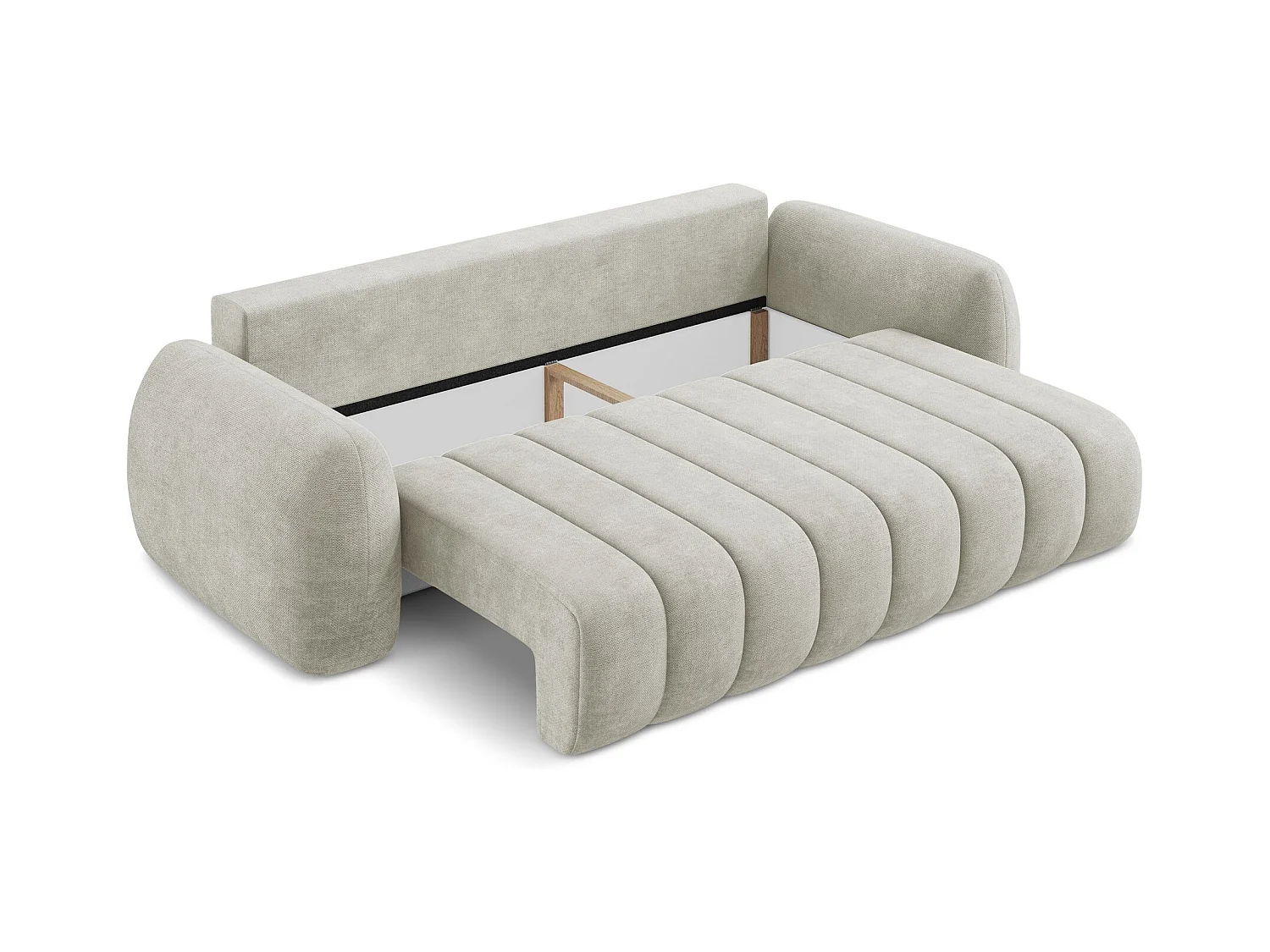 Canapé 3 places convertible en tissu chenille - perle - PELE