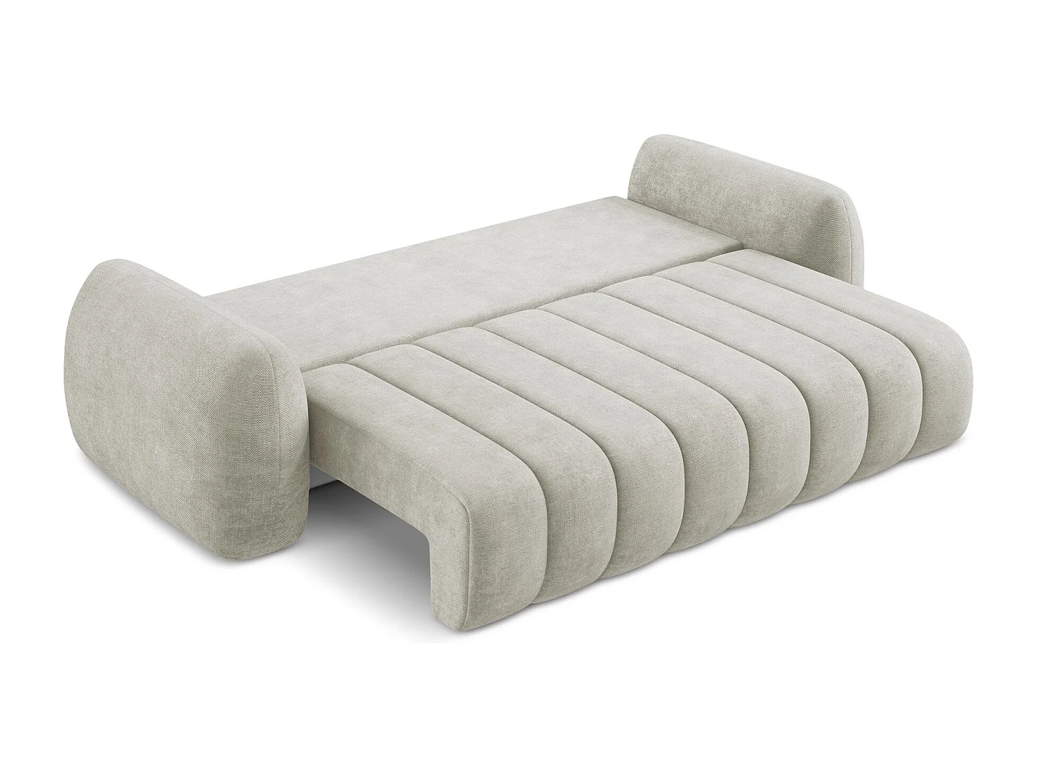 Canapé 3 places convertible en tissu chenille - perle - PELE