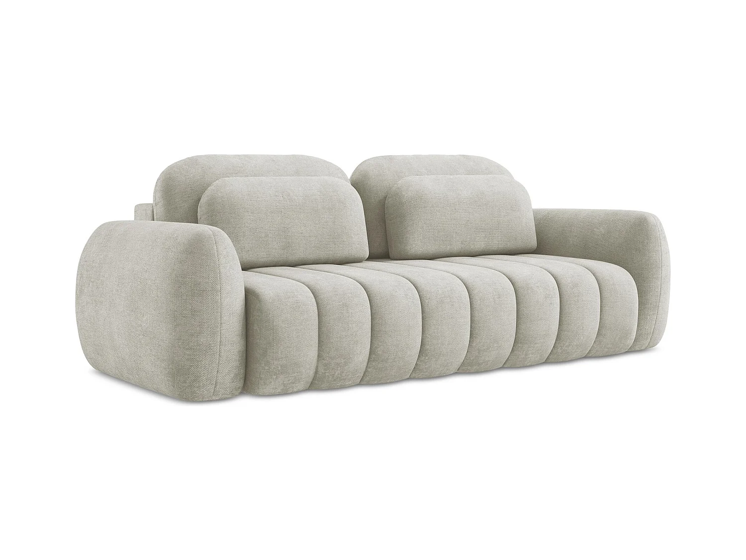 Canapé 3 places convertible en tissu chenille - perle - PELE