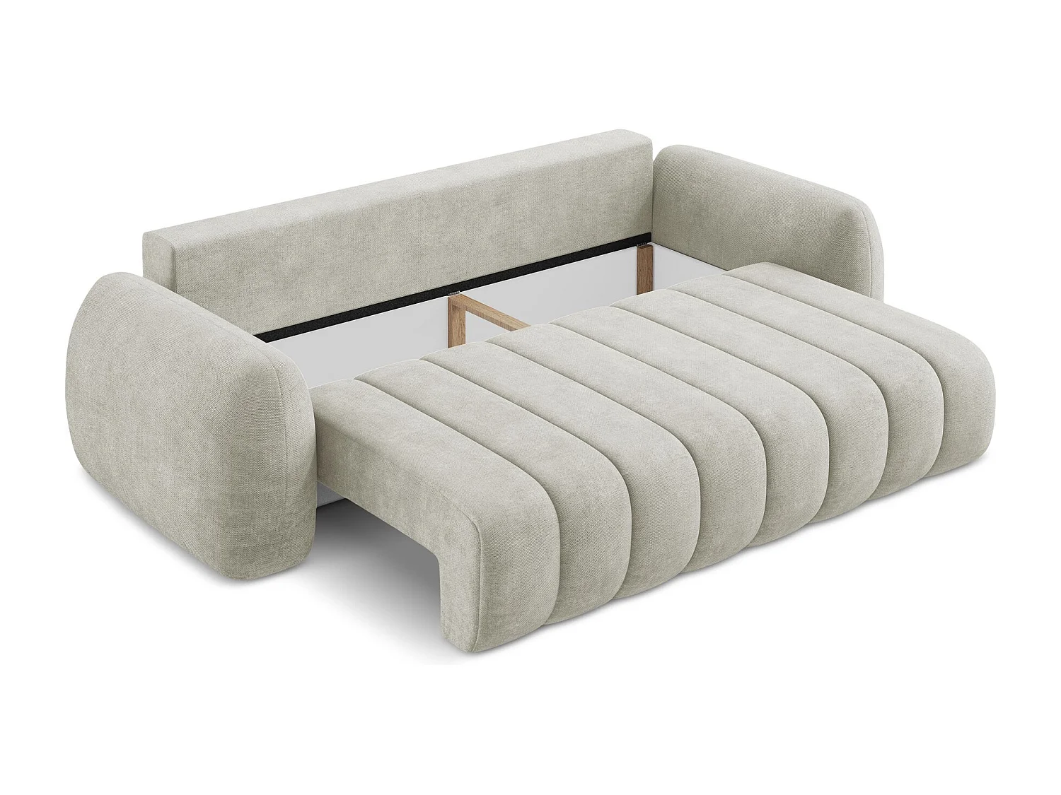 Canapé 3 places convertible en tissu chenille - perle - PELE