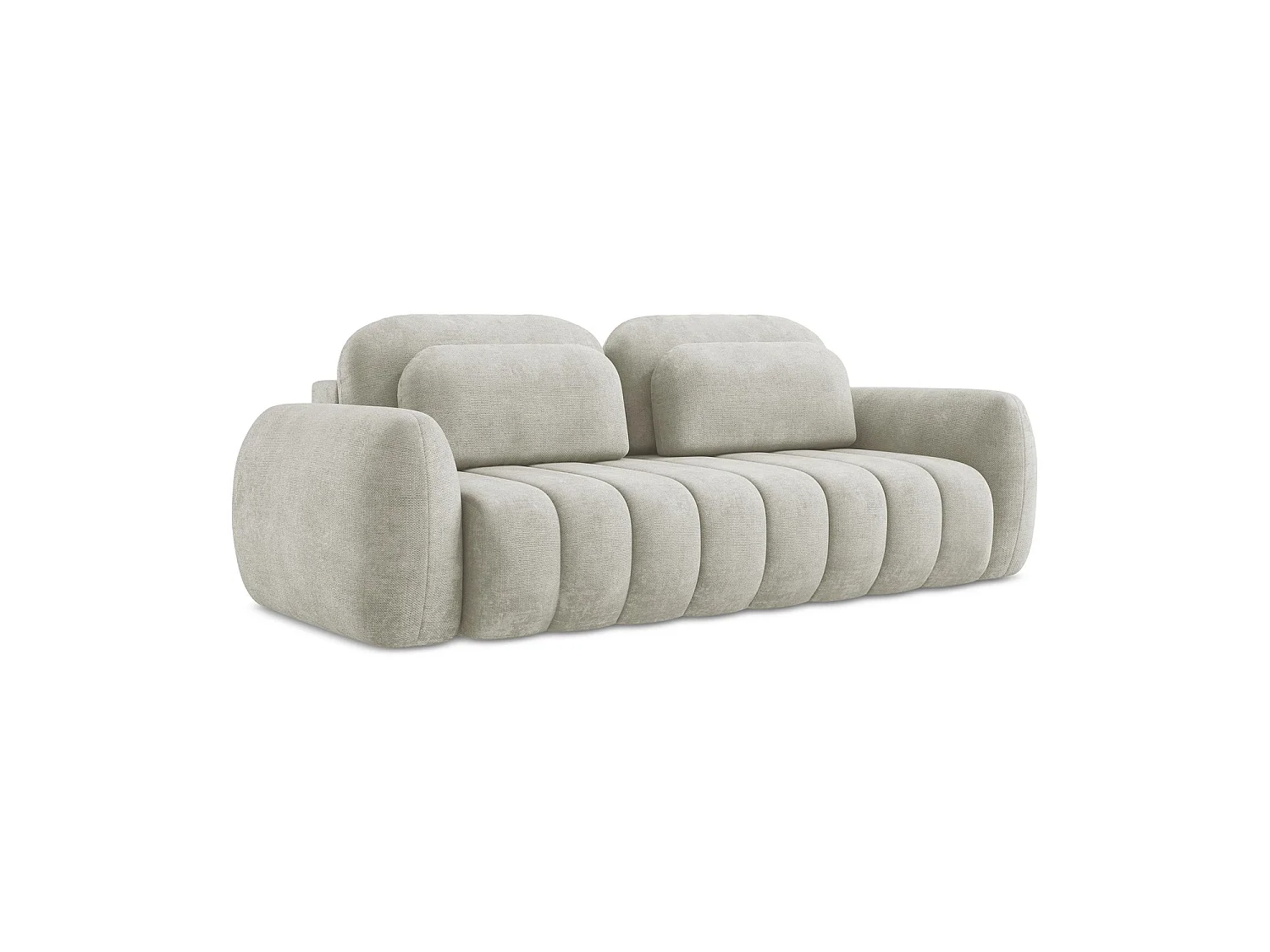 Canapé 3 places convertible en tissu chenille - perle - GINOSA