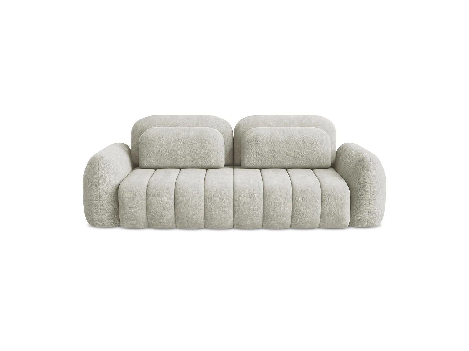 Canapé 3 places convertible en tissu chenille - perle - GINOSA