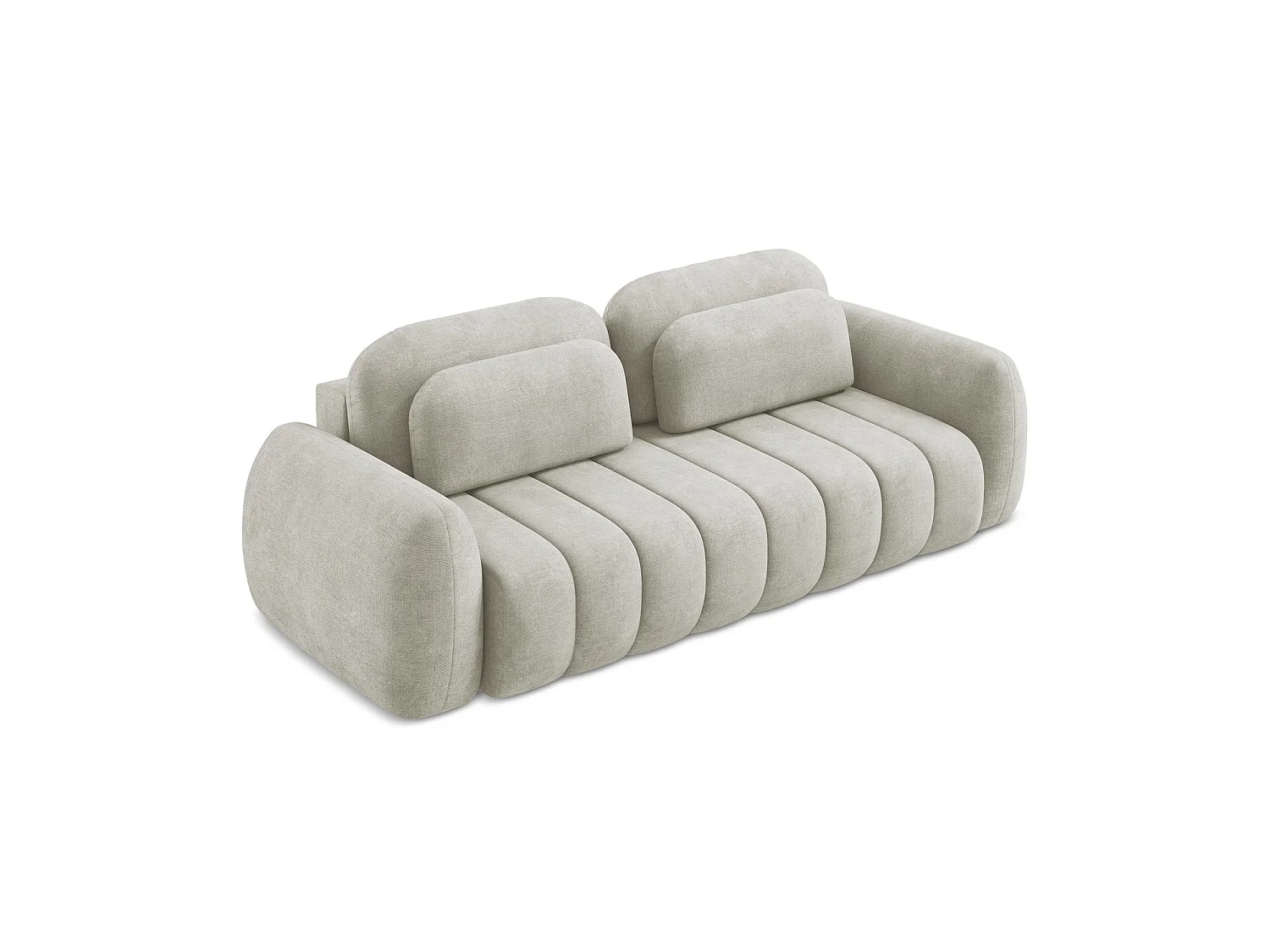 Canapé 3 places convertible en tissu chenille - perle - GINOSA