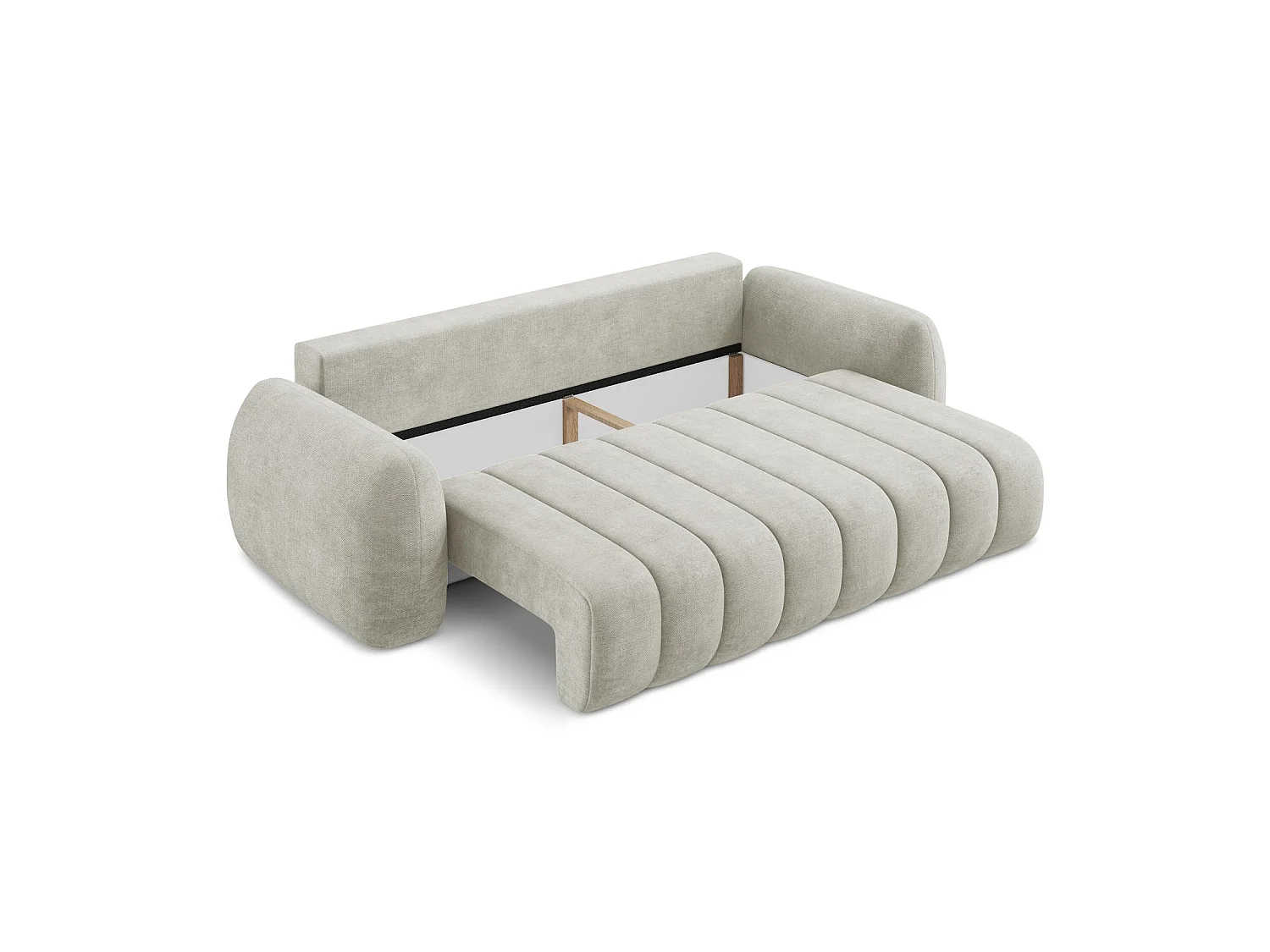 Canapé 3 places convertible en tissu chenille - perle - GINOSA