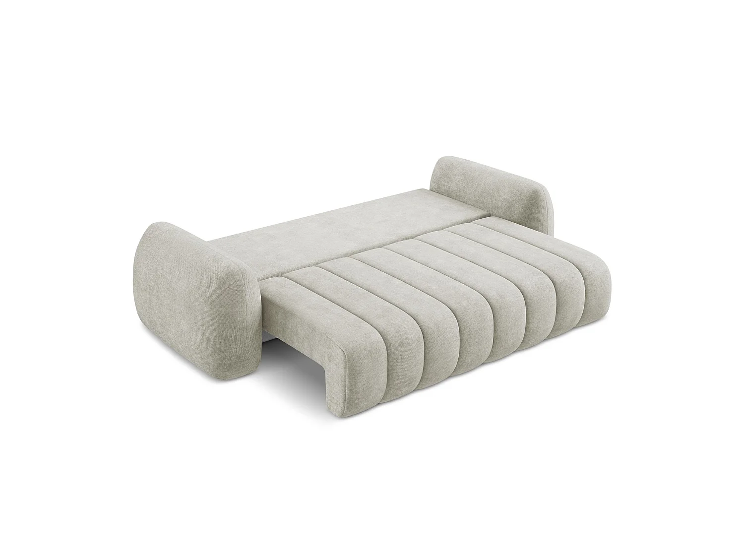 Canapé 3 places convertible en tissu chenille - perle - GINOSA