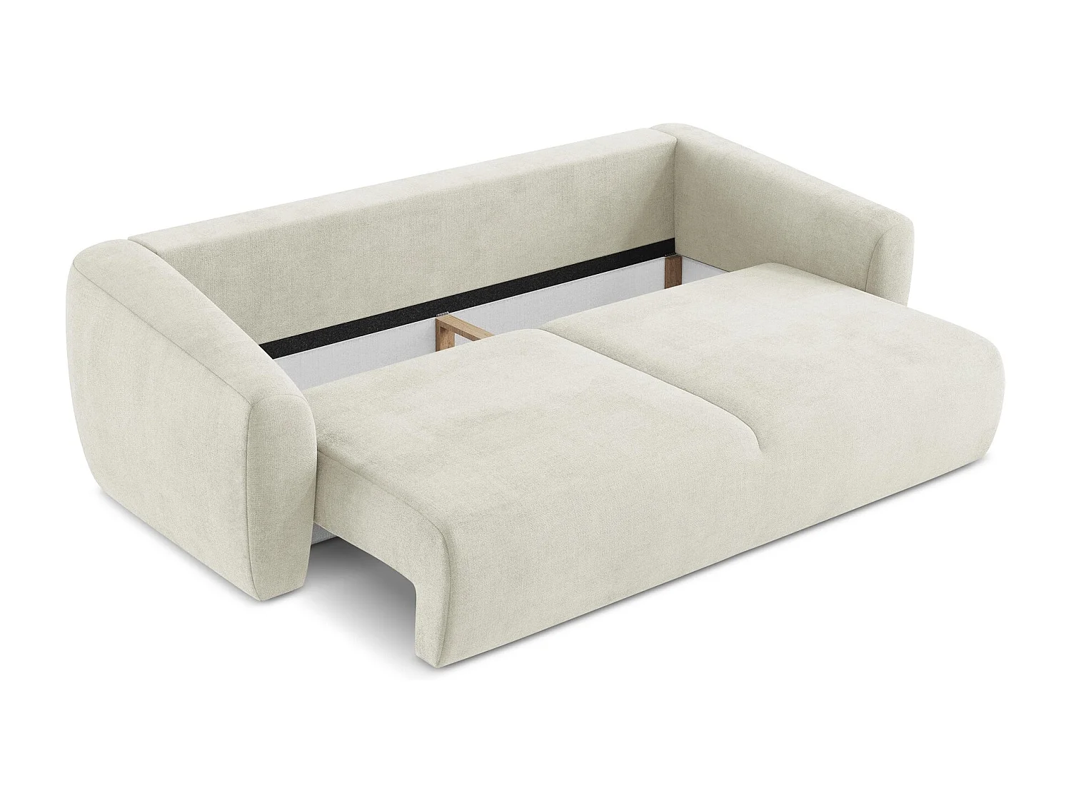 Canapé 3 places convertible en tissu texturé - beige - GUAVA