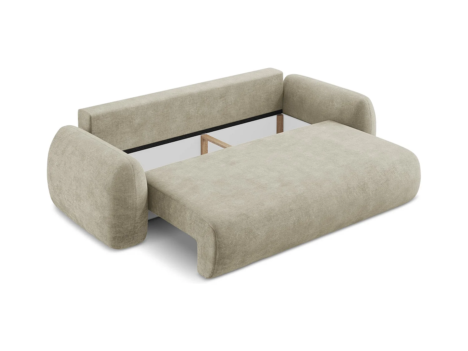 Canapé 3 places convertible en tissu chenille - beige - LOHI