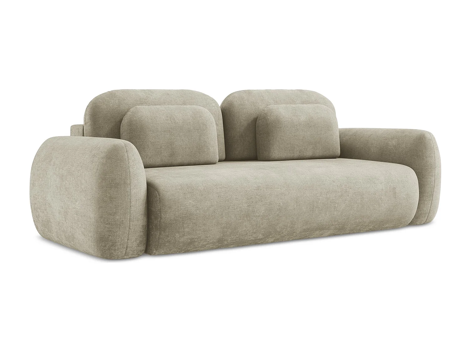 Canapé 3 places convertible en tissu chenille - beige - LOHI