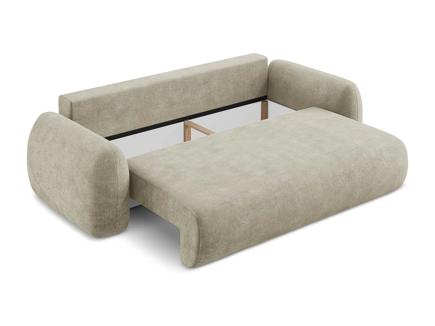 Canapé 3 places convertible en tissu chenille - beige - LOHI