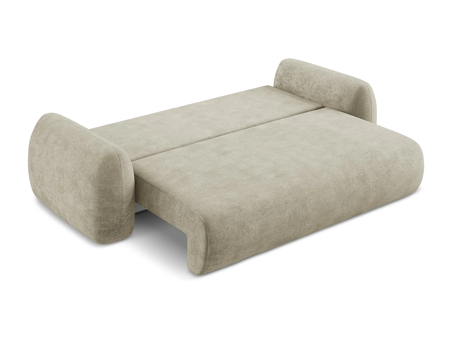 Canapé 3 places convertible en tissu chenille - beige - LOHI