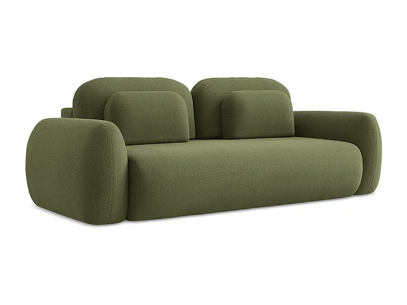 Canapé 3 places convertible en tissu bouclette - vert - LOHI