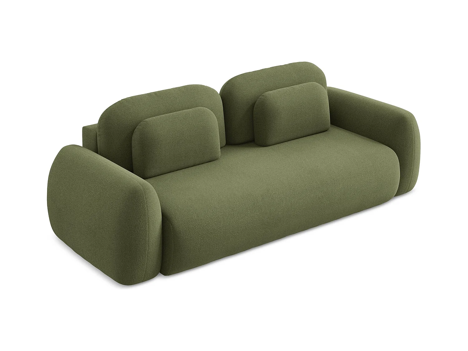 Canapé 3 places convertible en tissu bouclette - vert - LOHI