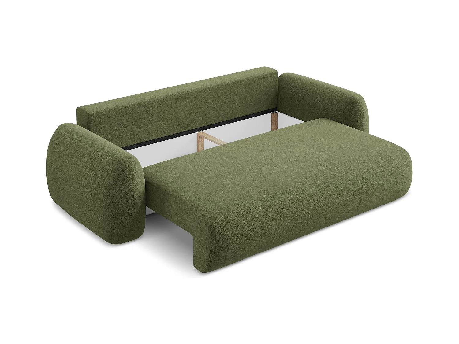 Canapé 3 places convertible en tissu bouclette - vert - LOHI