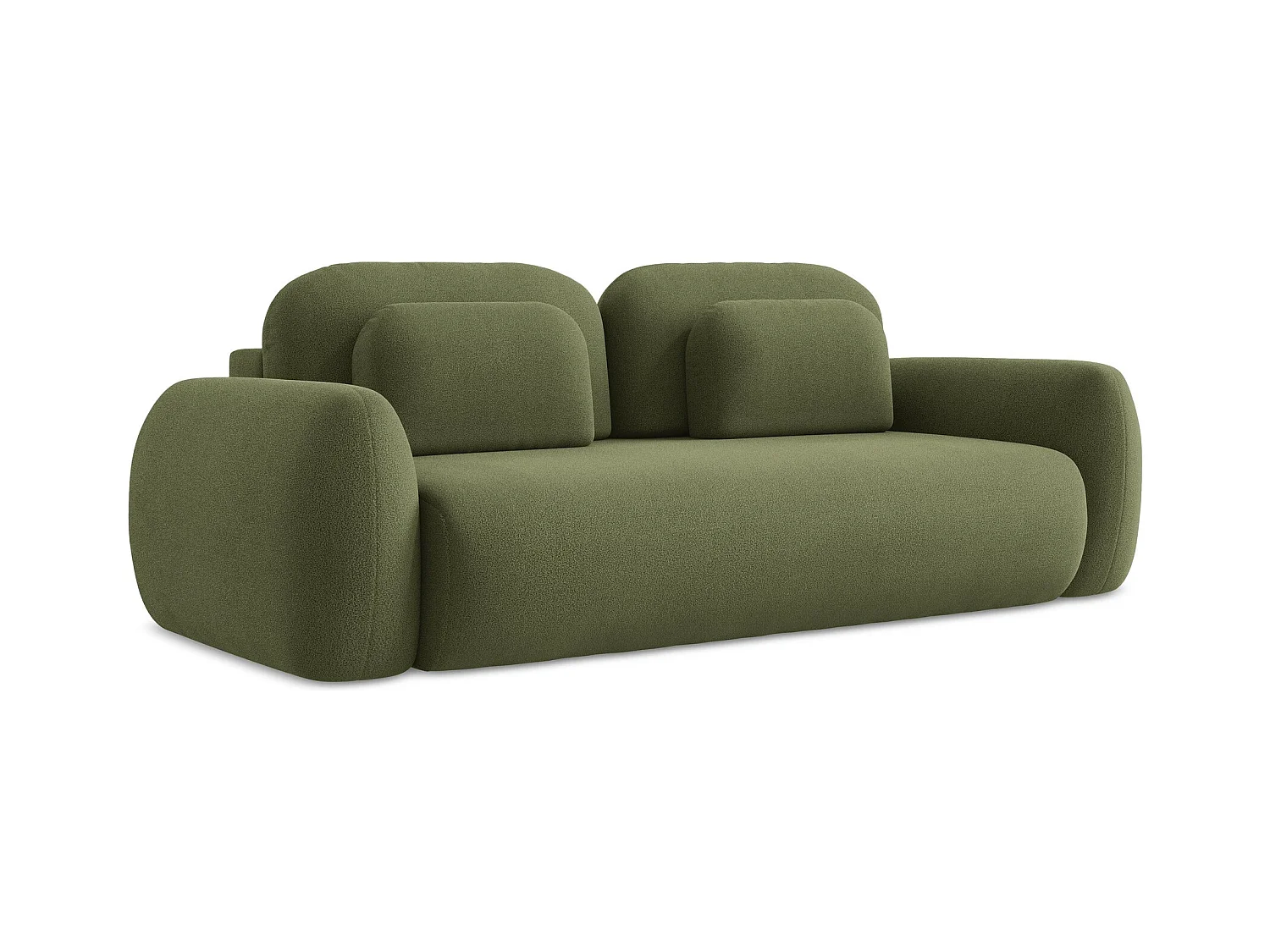 3-Sitzer Sofa mit Schlaffunktion - Bouclé - Grün - LOHI