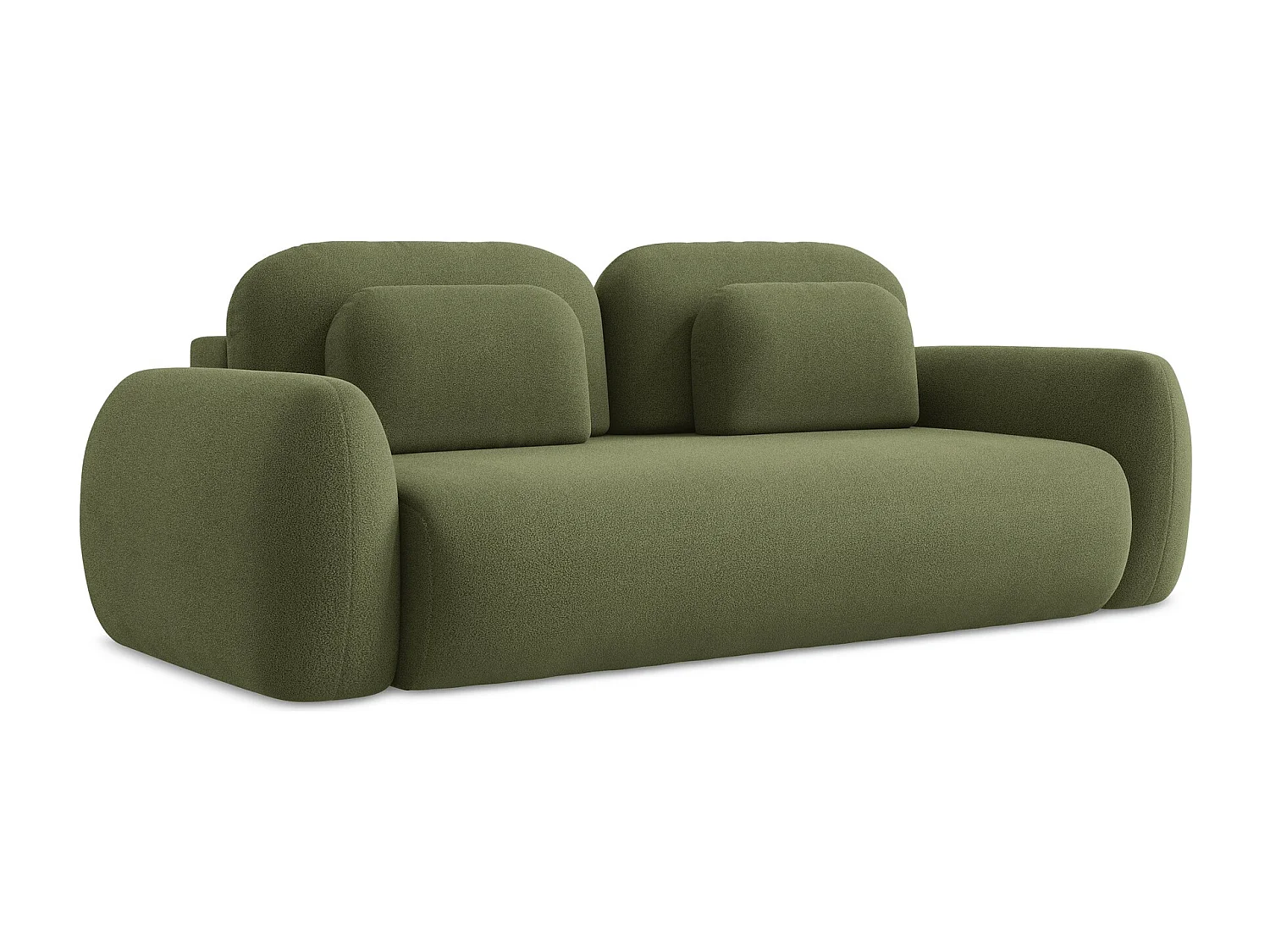 Canapé 3 places convertible en tissu bouclette - vert - LOHI