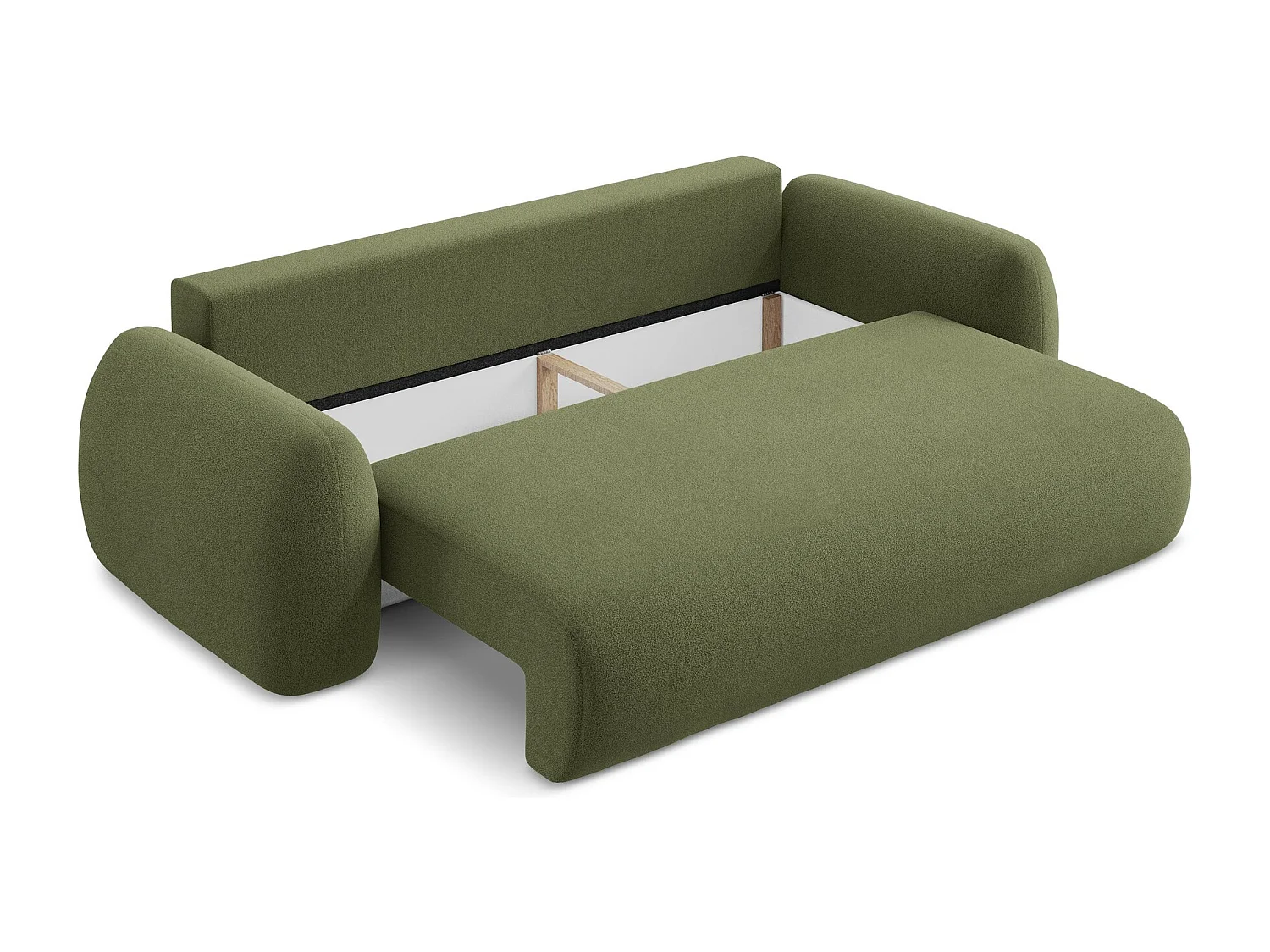 Canapé 3 places convertible en tissu bouclette - vert - LOHI