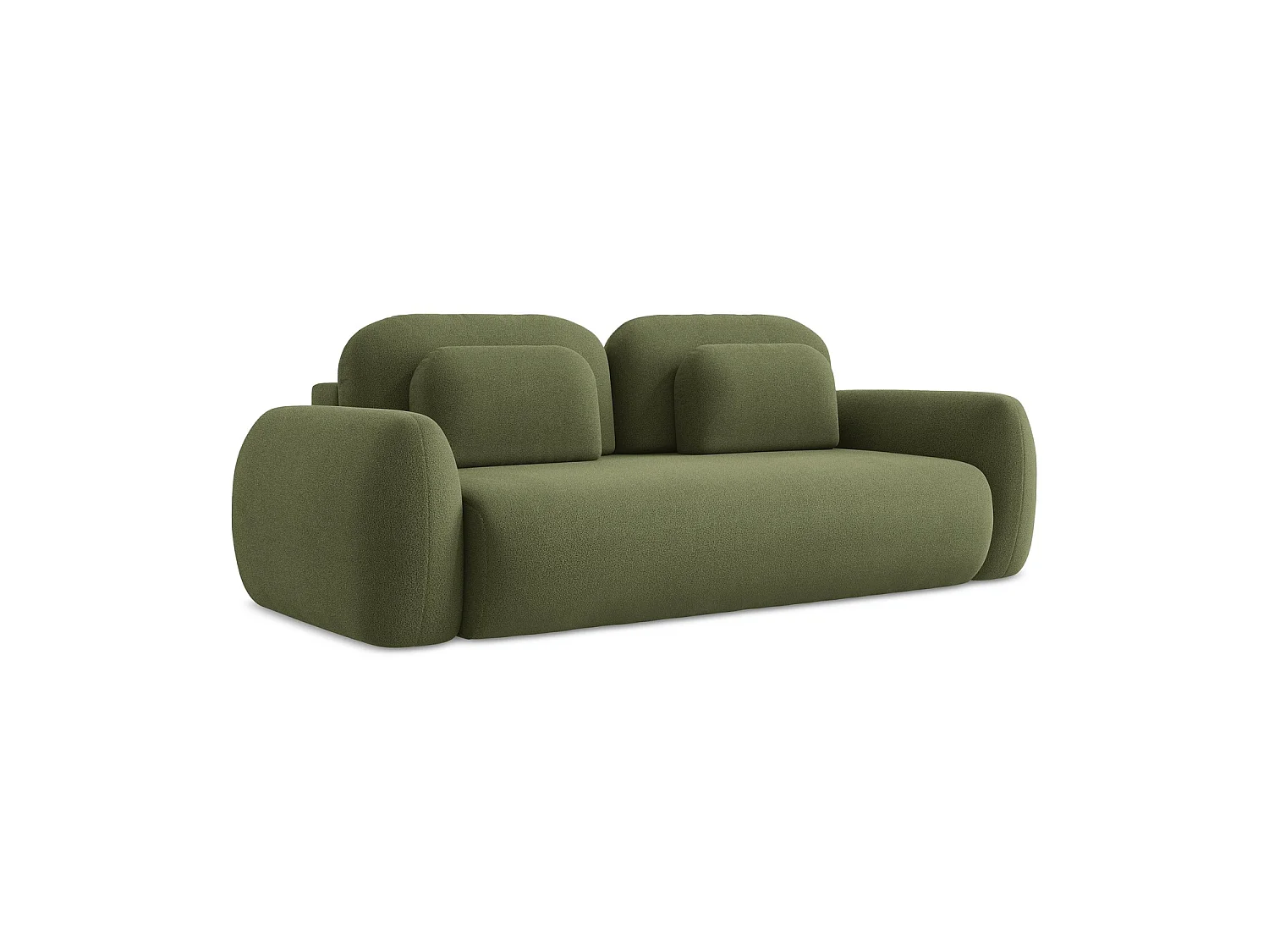 Driezits-slaapbank van groente bouclé - FERRETTI