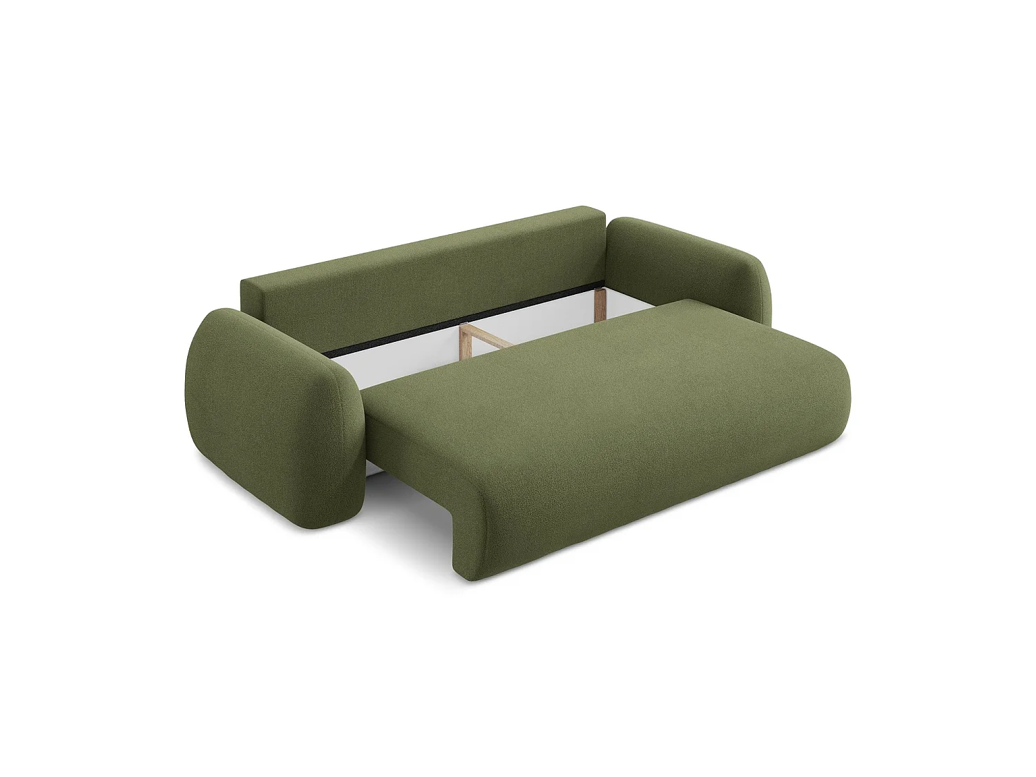 Driezits-slaapbank van groente bouclé - FERRETTI