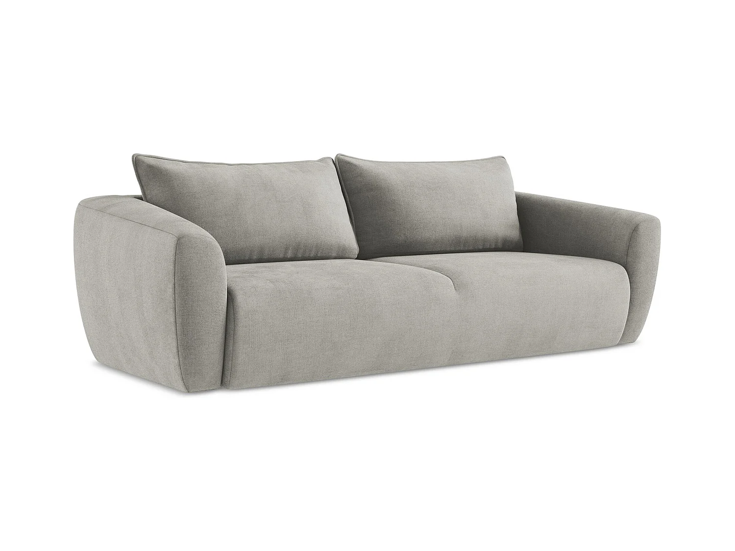 Canapé 3 places convertible en tissu texturé - gris clair - GUAVA
