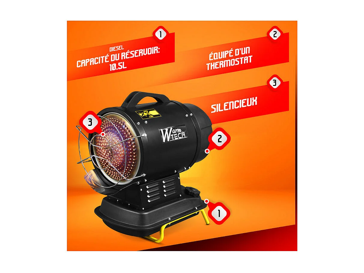 Canon à chaleur infrarouge diesel ou pétrole Warm Tech 20 kW - 68240 BTU/H