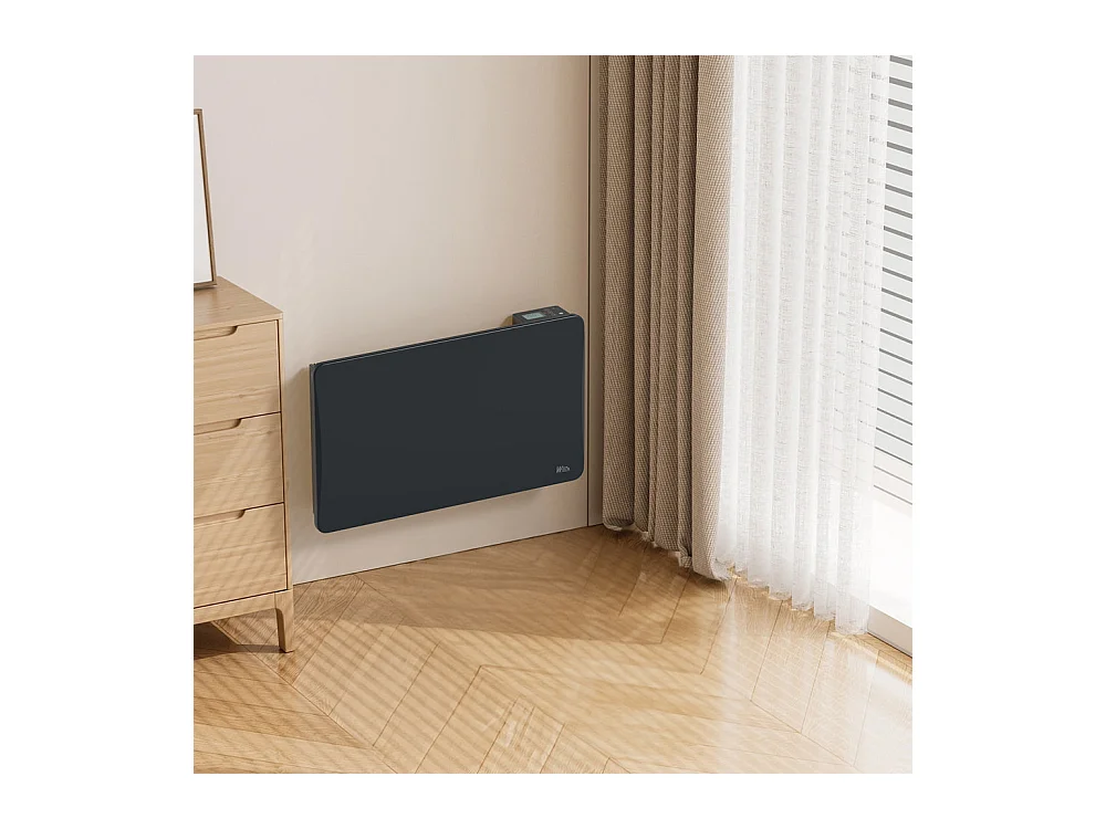 Radiateur à inertie céramique 1500 W mural – Noir – Thermostat LCD