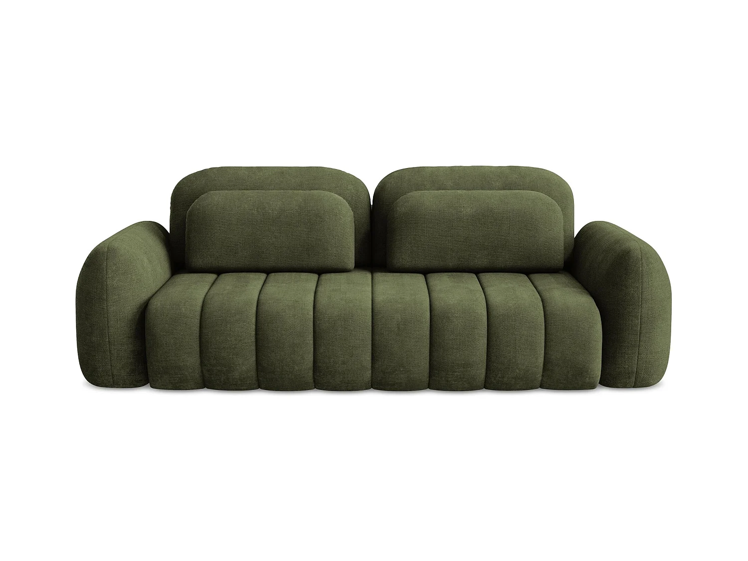 Canapé 3 places convertible en tissu chenille - olive - PELE