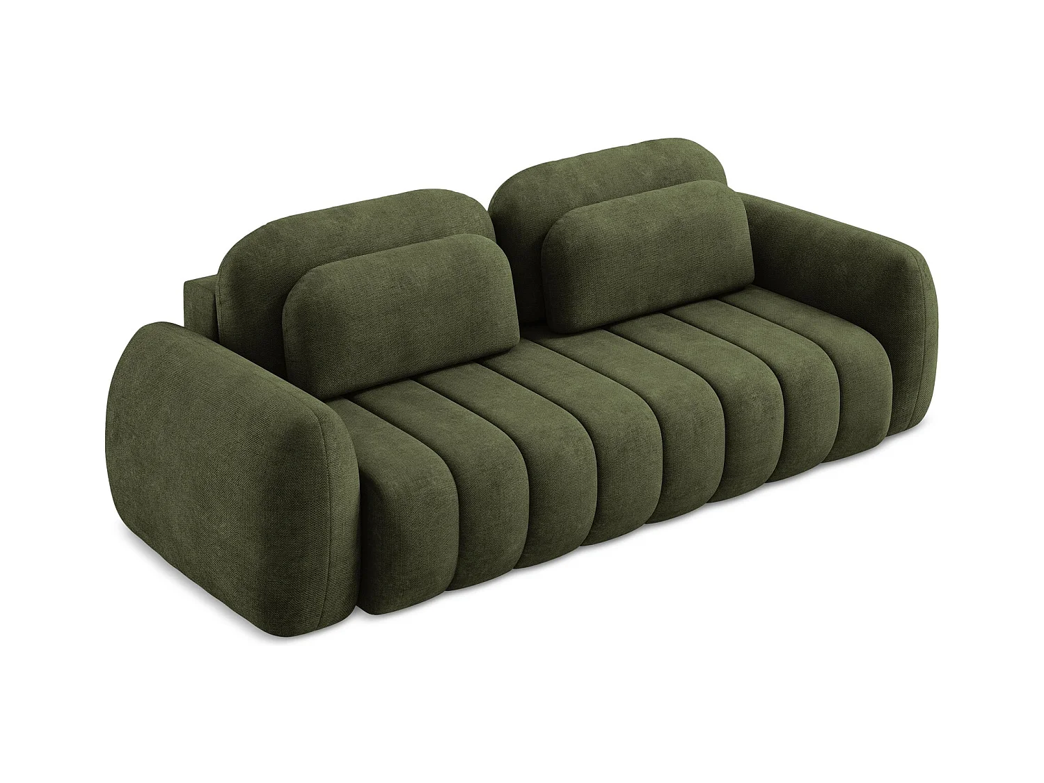 Canapé 3 places convertible en tissu chenille - olive - PELE