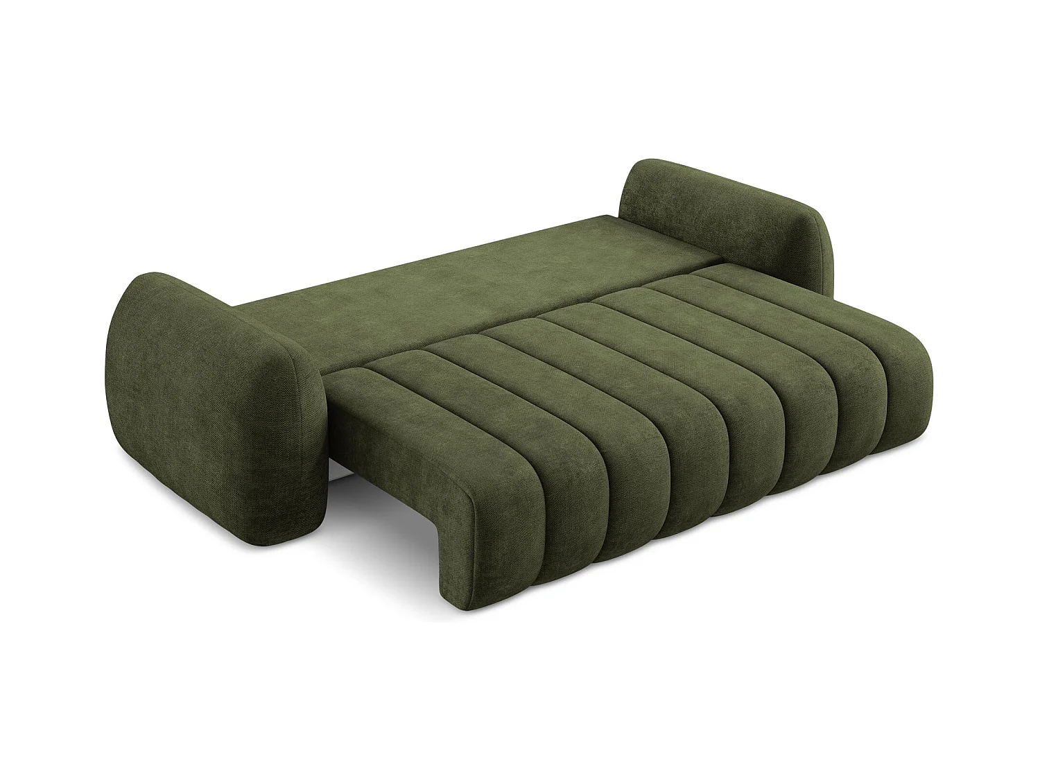 Canapé 3 places convertible en tissu chenille - olive - PELE