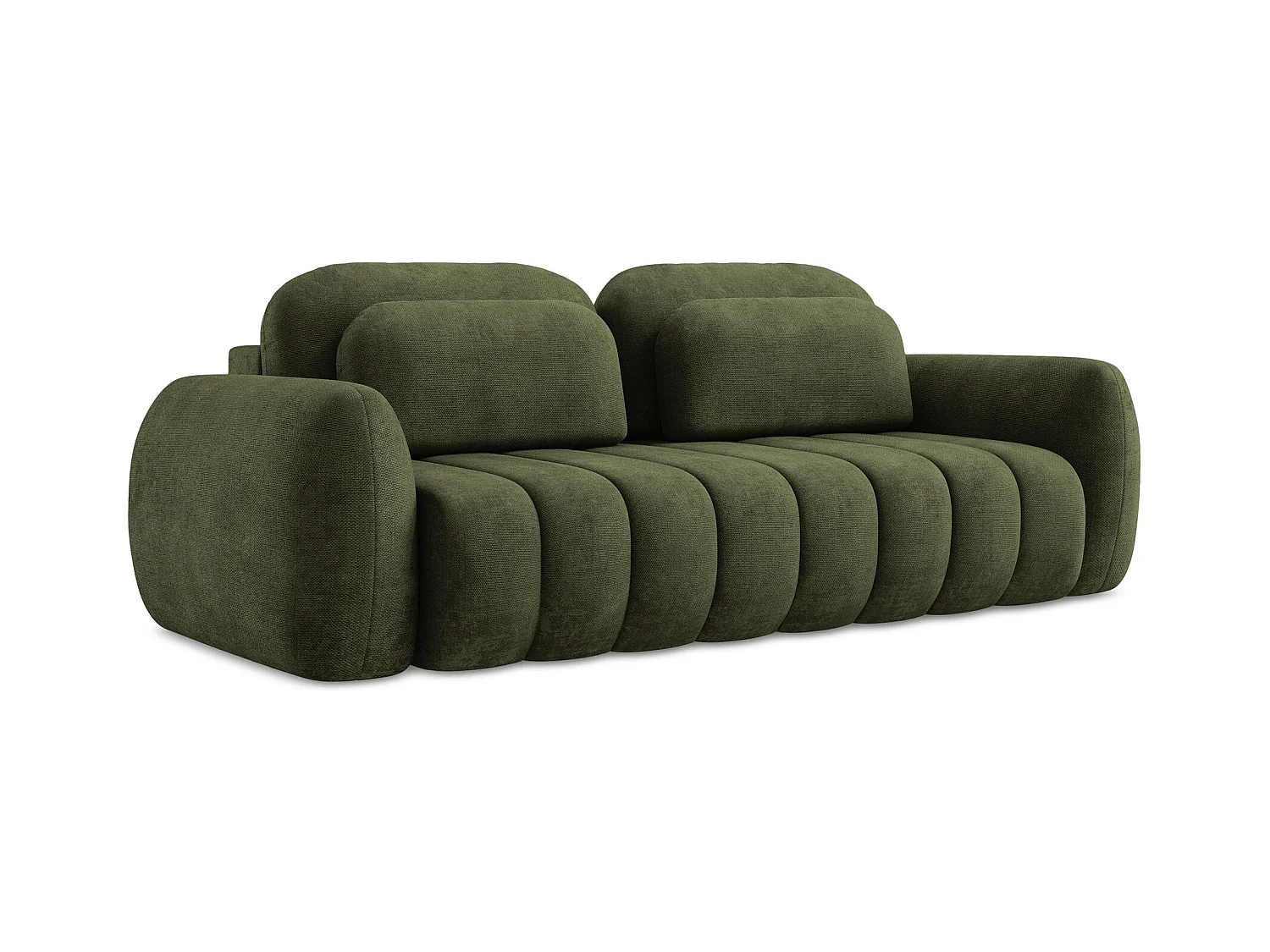 Canapé 3 places convertible en tissu chenille - olive - PELE