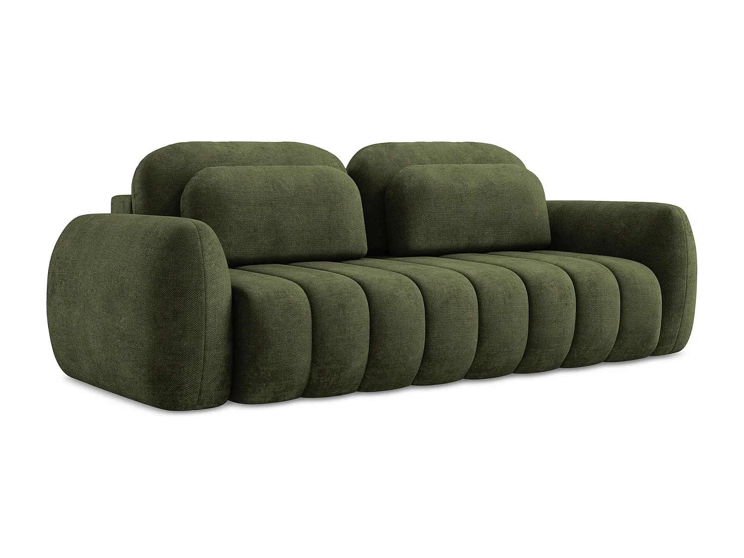 Canapé 3 places convertible en tissu chenille - olive - PELE