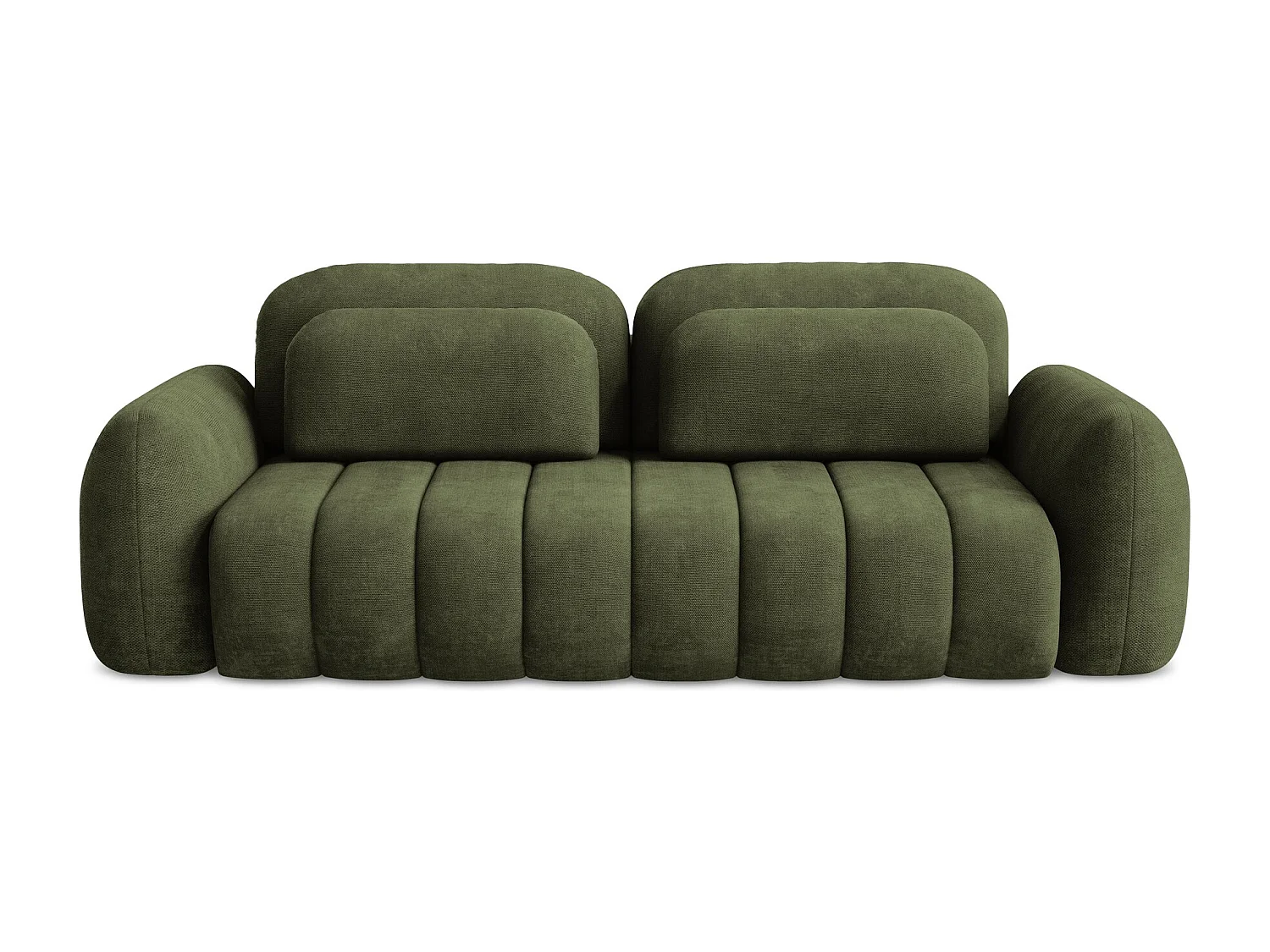 Canapé 3 places convertible en tissu chenille - olive - PELE