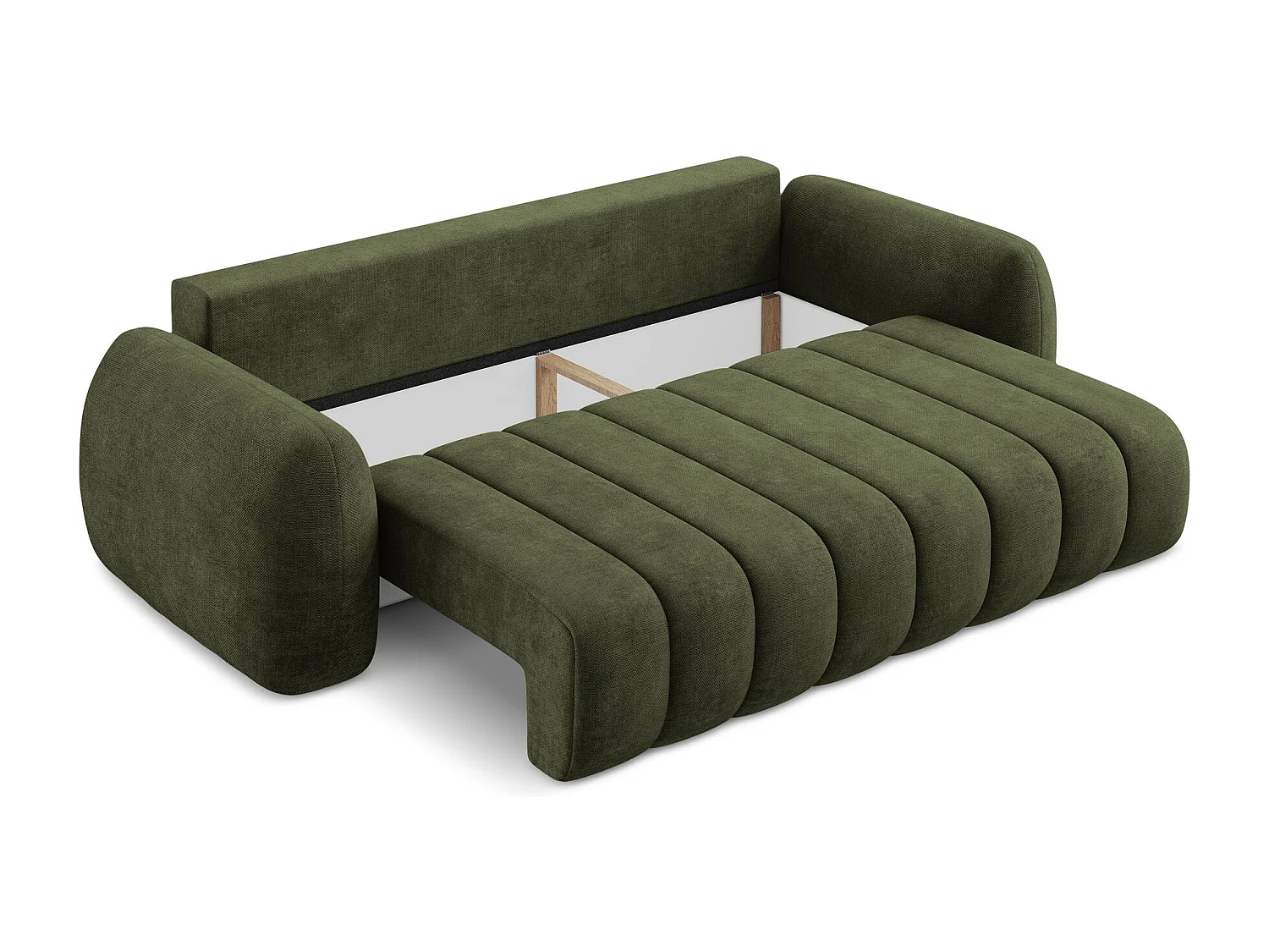 Canapé 3 places convertible en tissu chenille - olive - PELE