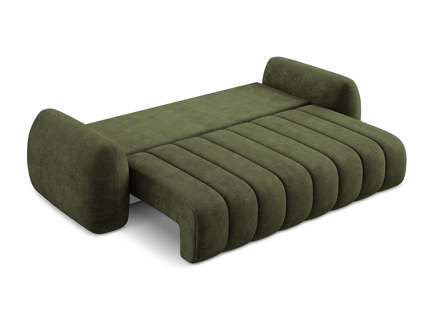 Canapé 3 places convertible en tissu chenille - olive - PELE
