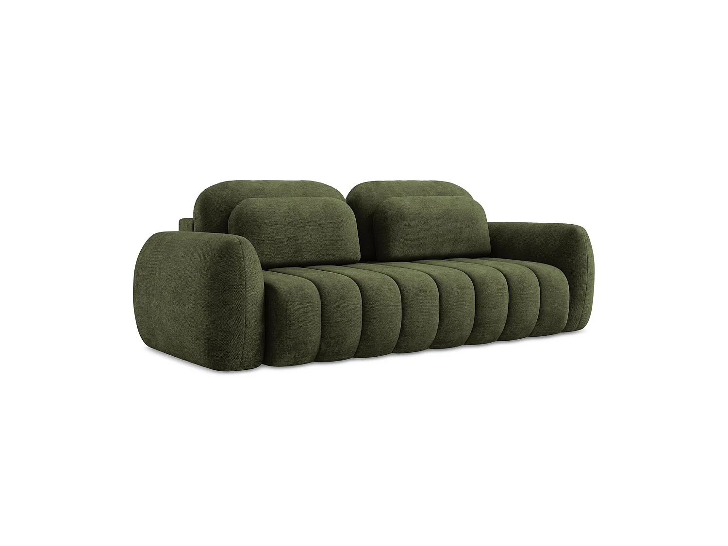 Canapé 3 places convertible en tissu chenille - olive - GINOSA