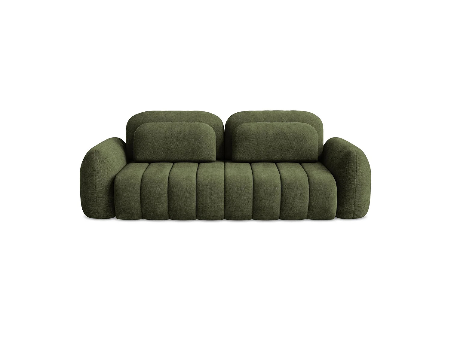 Canapé 3 places convertible en tissu chenille - olive - GINOSA
