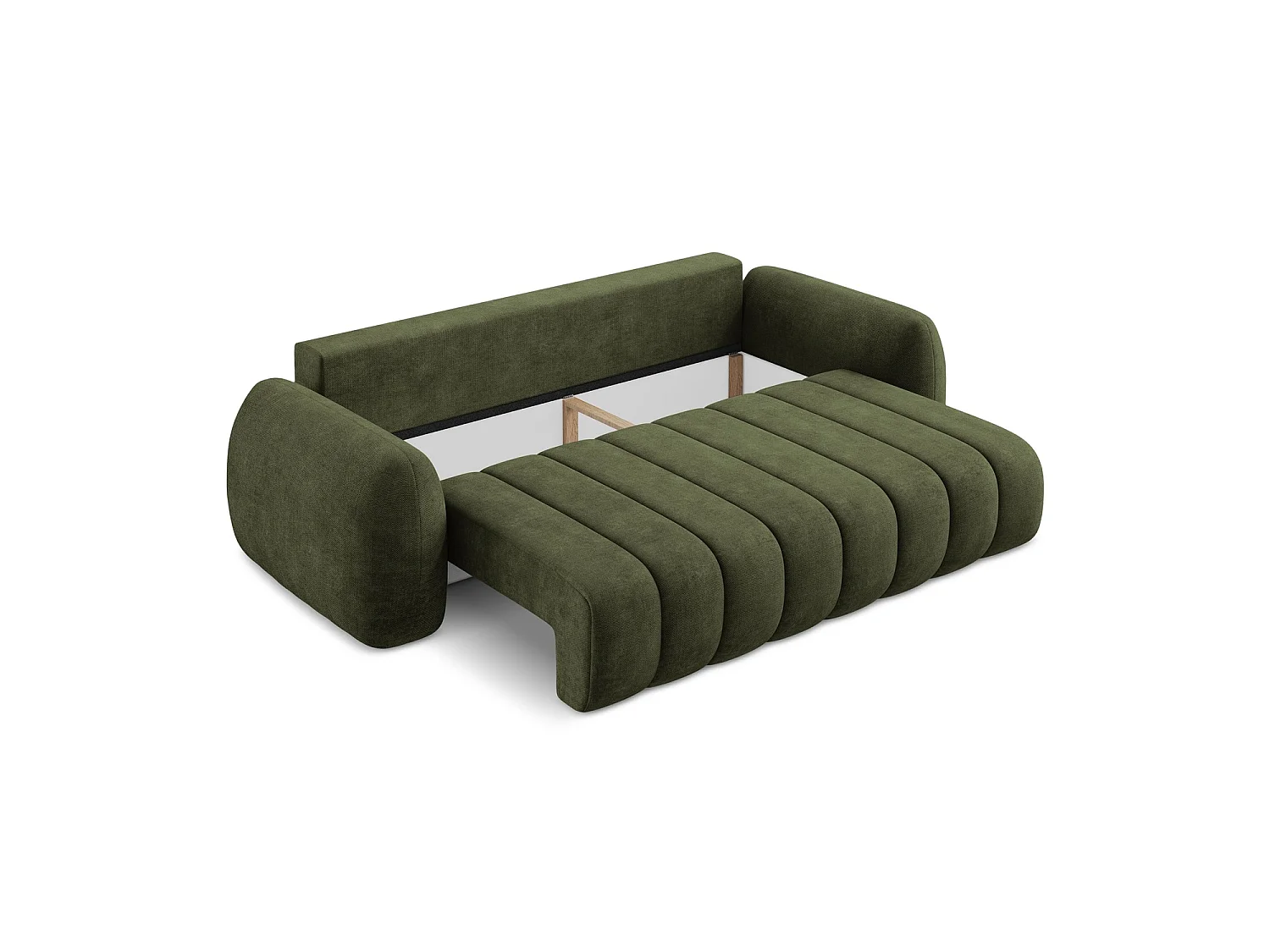 Canapé 3 places convertible en tissu chenille - olive - GINOSA