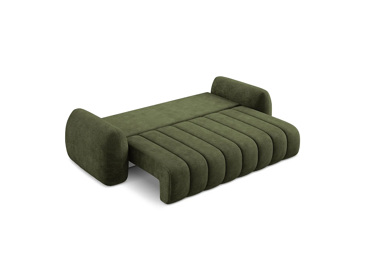 Canapé 3 places convertible en tissu chenille - olive - GINOSA