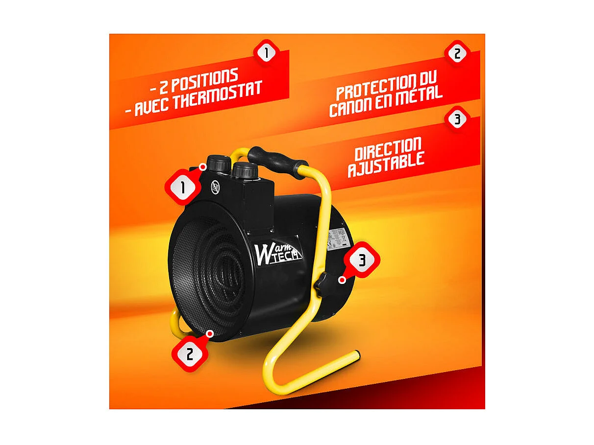 Chauffage d'atelier Warmtech 3000 W avec thermostat